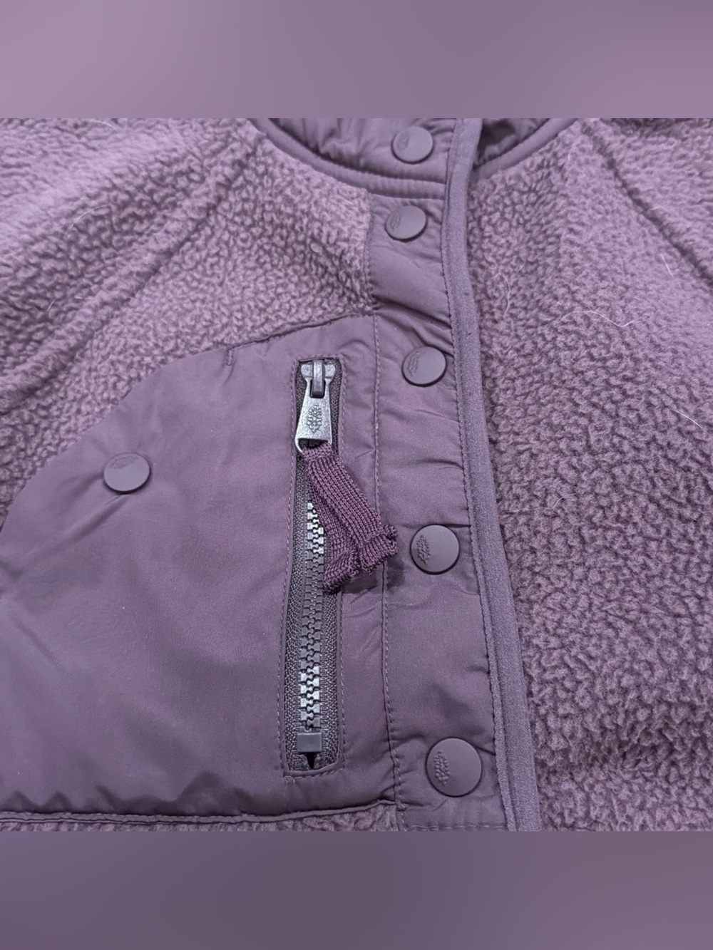 FP Movement Free People Hit The Slopes Fleece Jacket XSmall Purple Teddy Snap - Picture 3 of 7
